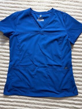 Adar P4210 Women's Blue Medical Scrub Top L Polyester Rayon Spandex
